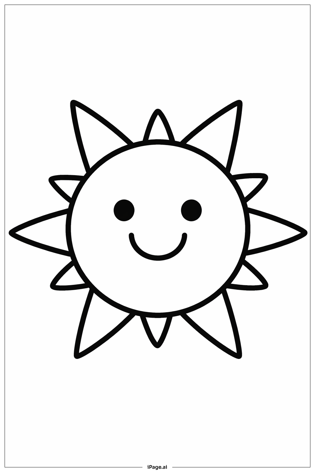  Page de coloriage Soleil avec deux grandes rayons 