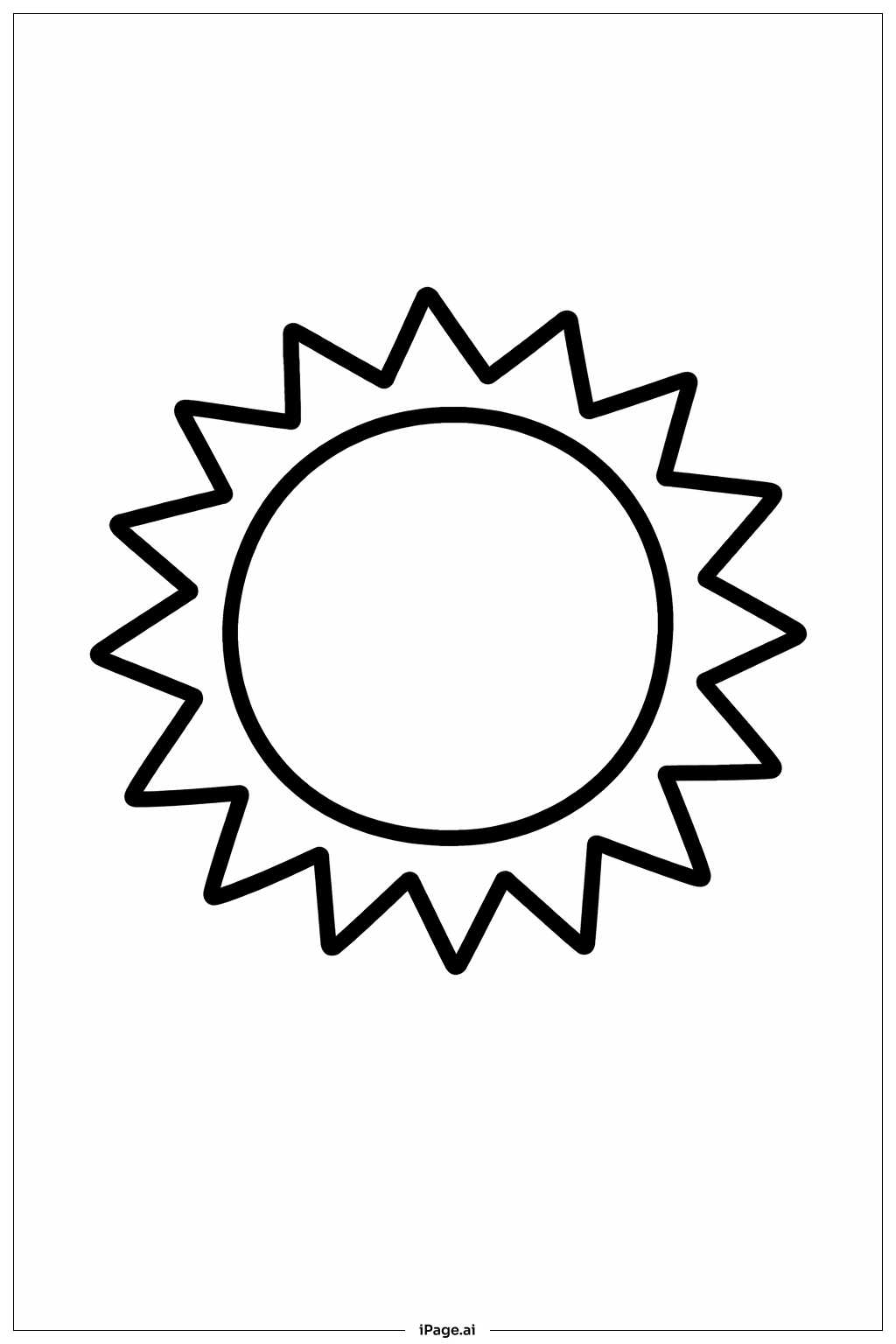  Page de coloriage Soleil aux rayons en zigzag 