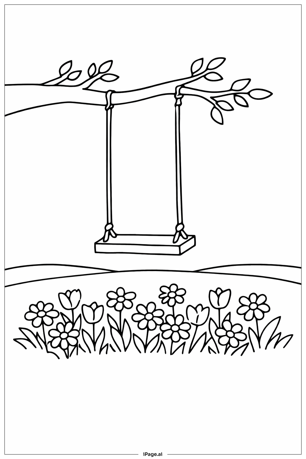 Swing Among Flowers Coloring Page