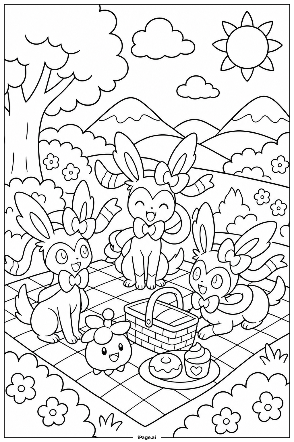 シルヴァディと仲間のピクニックの塗り絵ページ