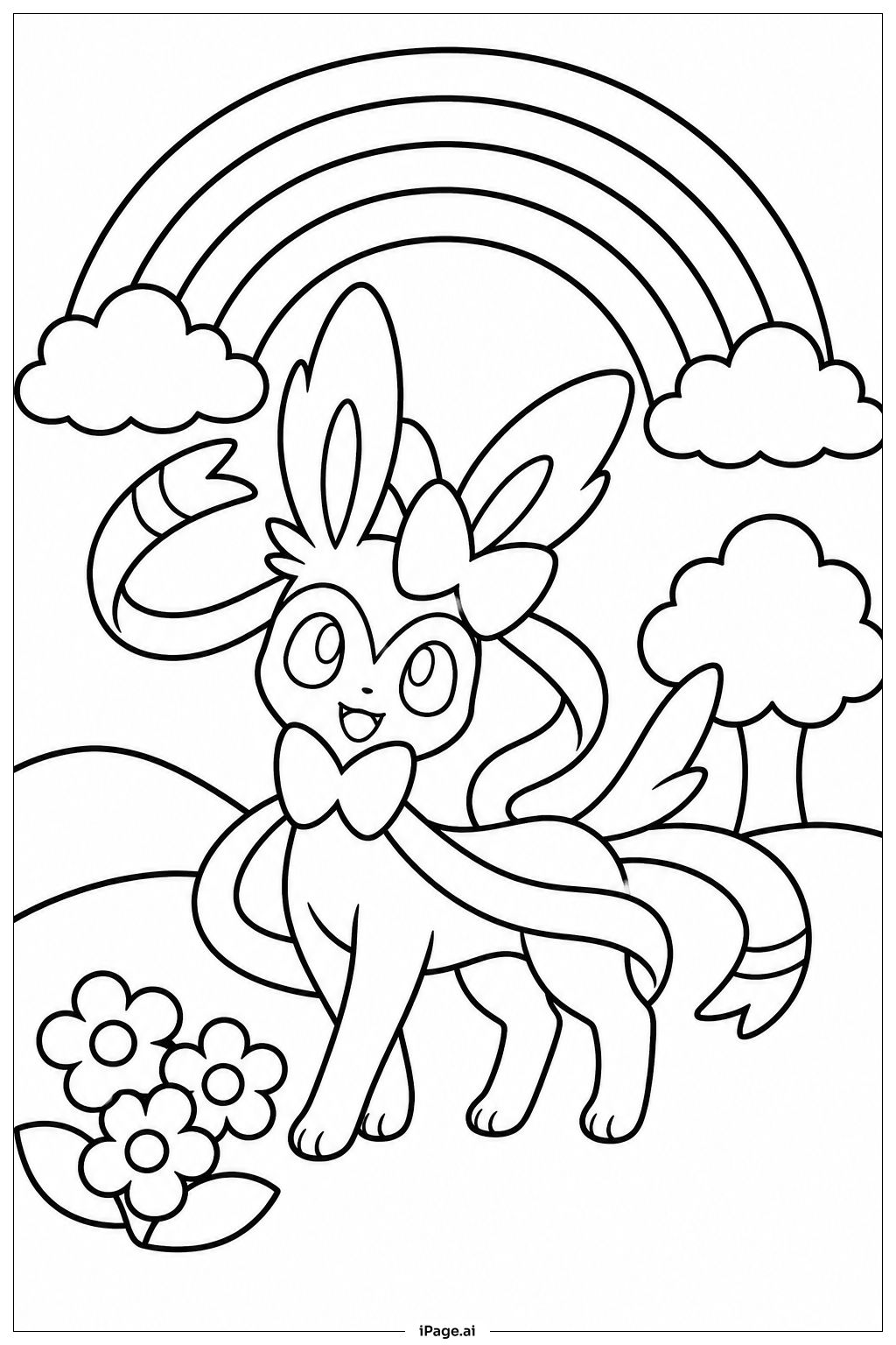 虹の下のニンフィアの塗り絵ページ