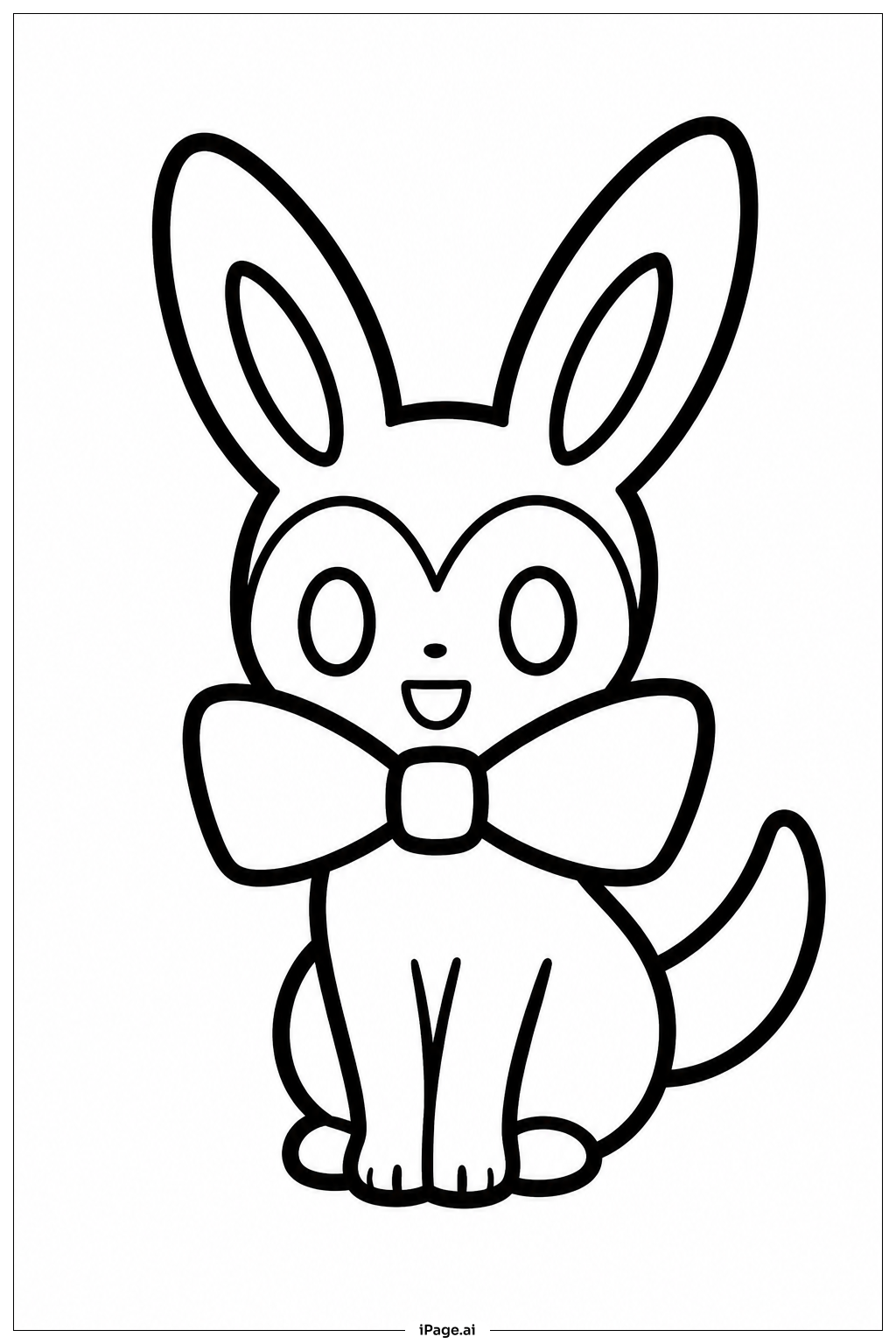 リボンをつけたシルヴァディの塗り絵ページ