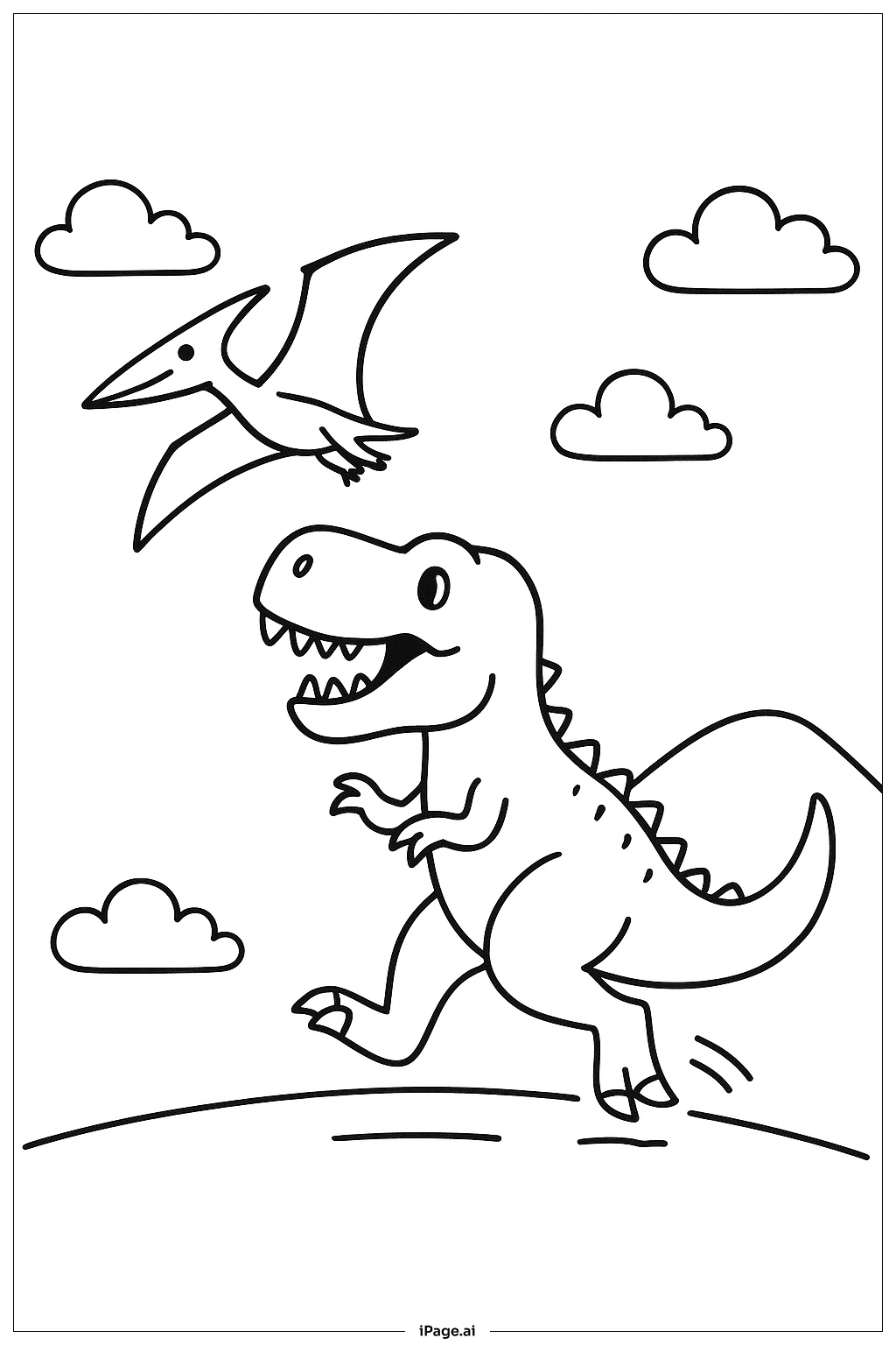 暴龍與飛行翼龍著色頁