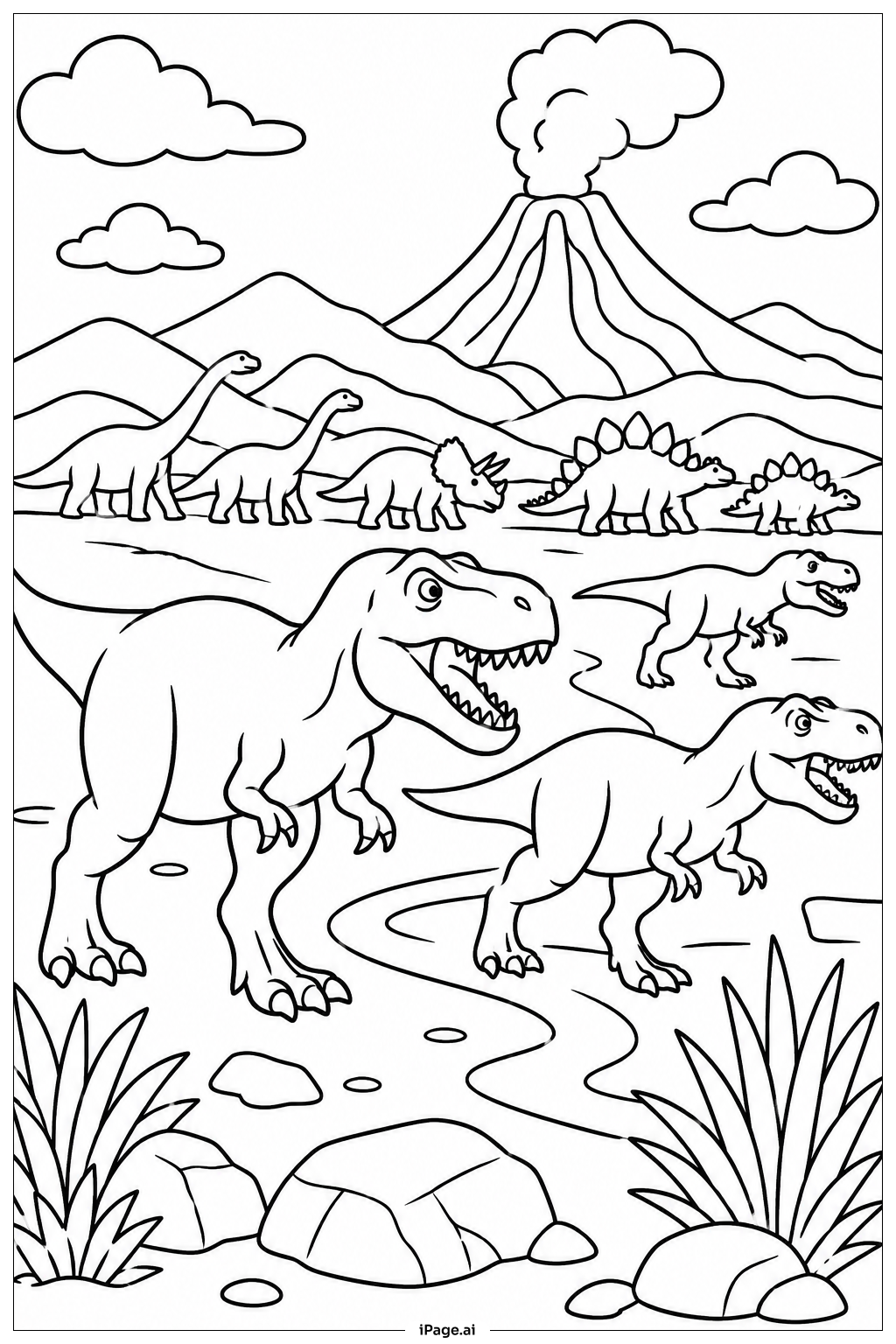 ティラノサウルスと群れの大移動