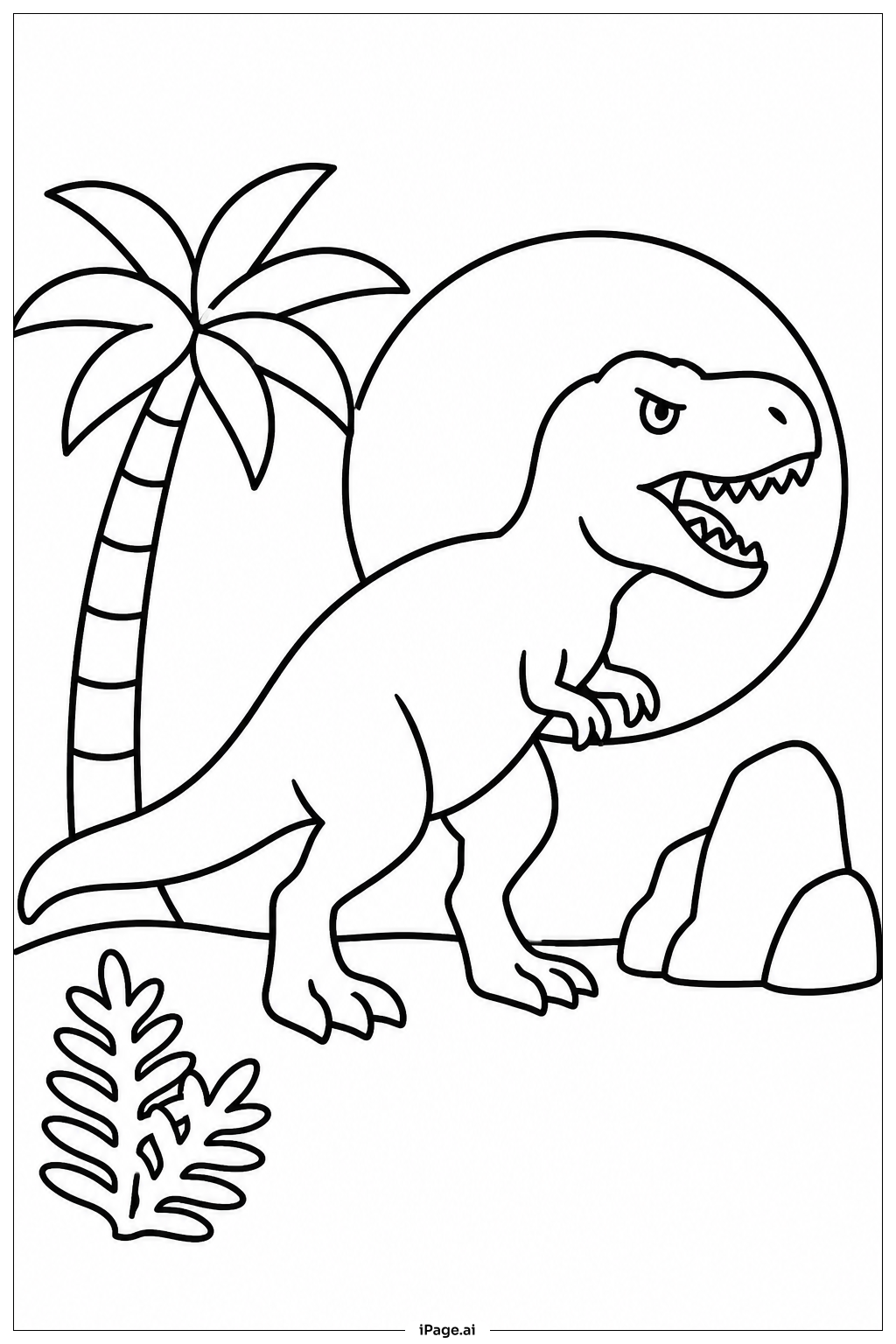 夕日のT Rexの塗り絵ページ
