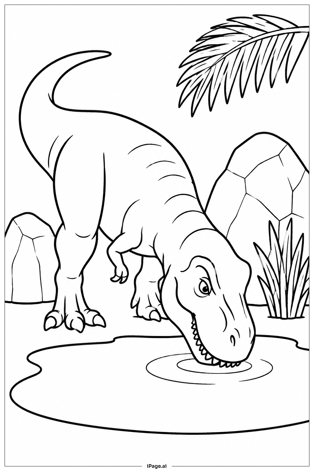 水飲み場のT Rexの塗り絵ページ