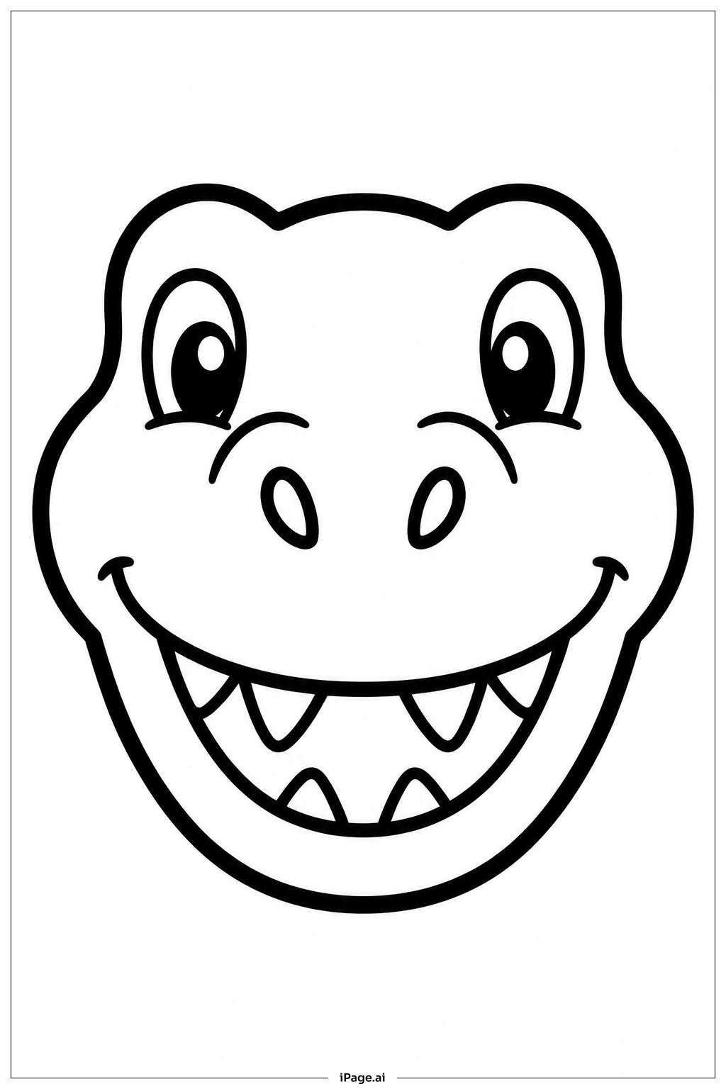 ティラノサウルスの顔の塗り絵ページ