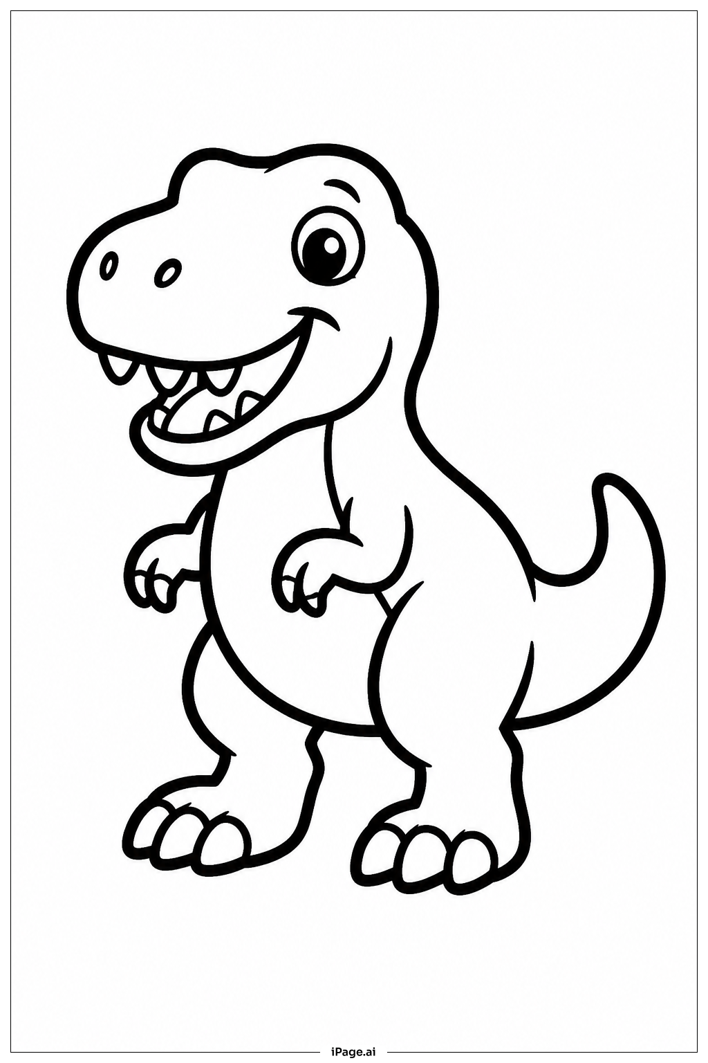 フレンドリーなポーズのT Rexの塗り絵ページ