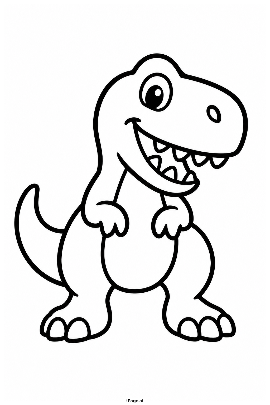 ティラノサウルスの首かしげの塗り絵ページ