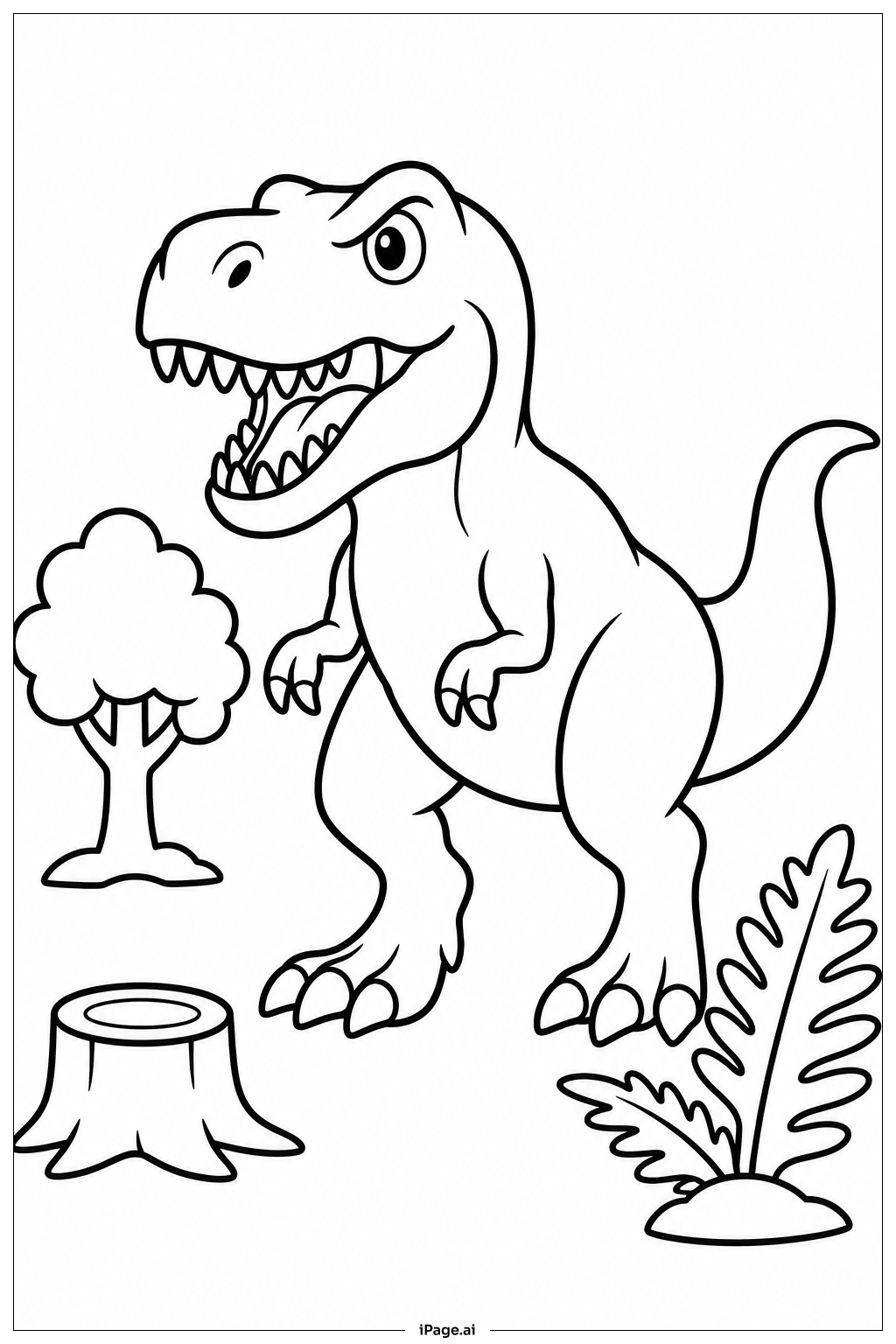 空き地のT Rexの塗り絵ページ