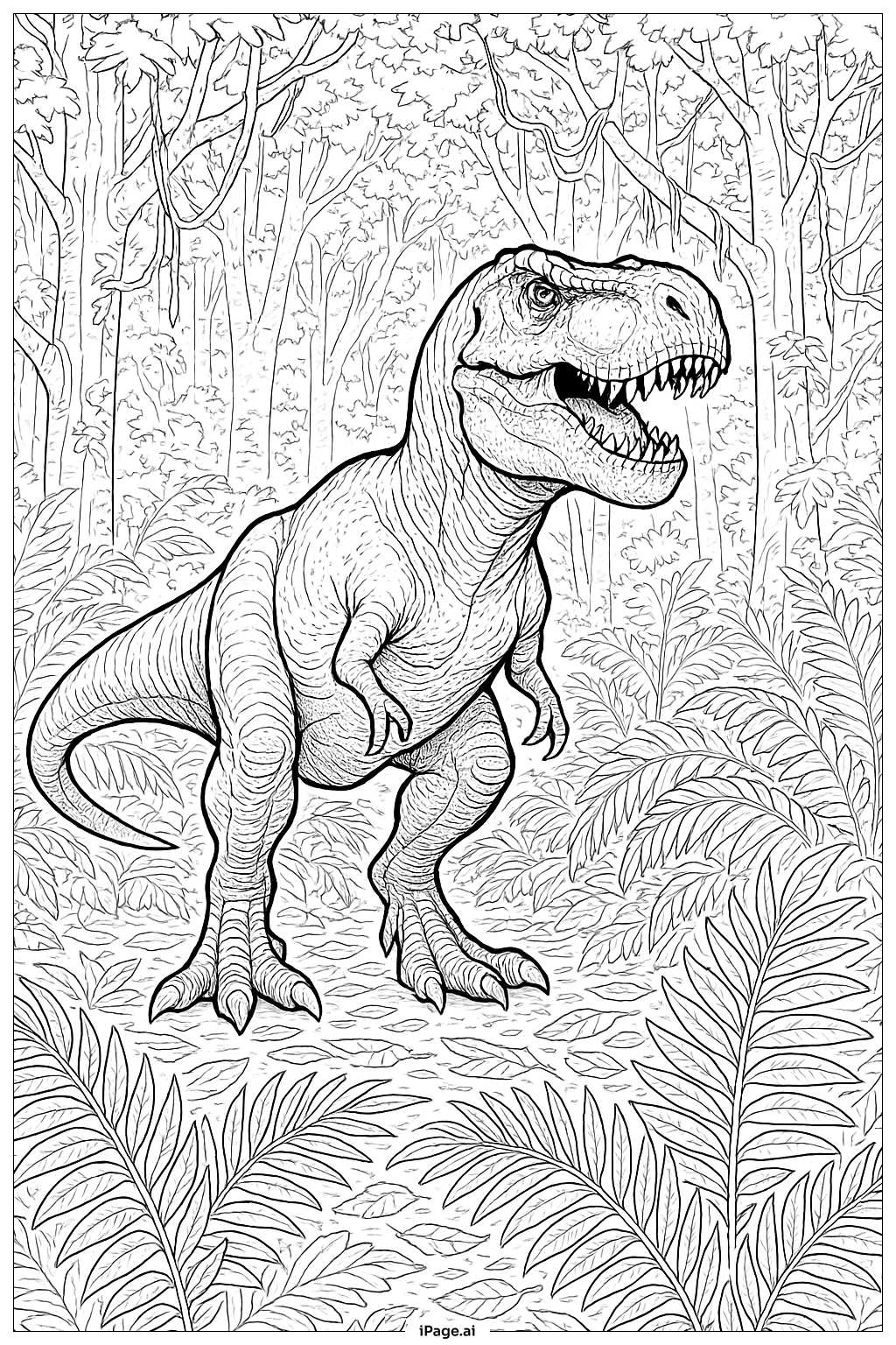  密林中的暴龍著色頁 