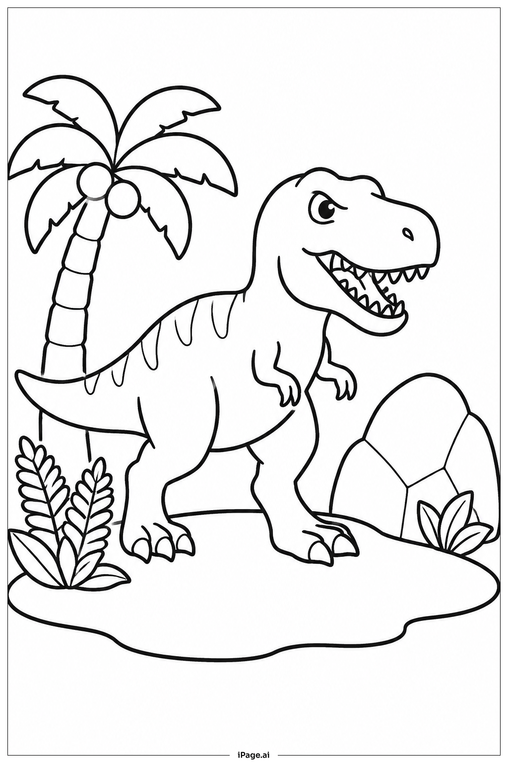 ジャングルのT Rexの塗り絵ページ