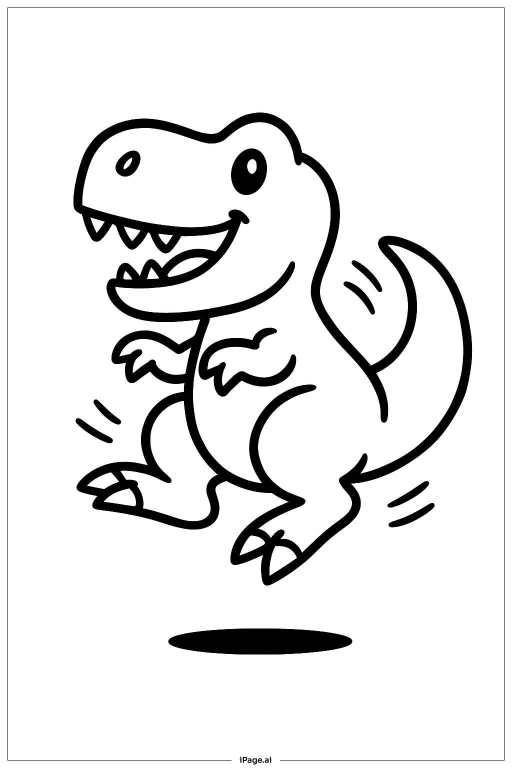 T Rex Jumping Joyfully Coloring Page