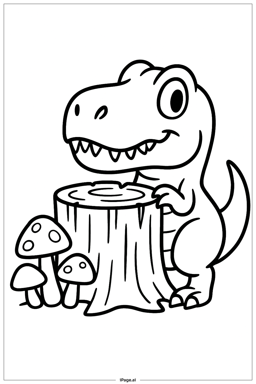 暴龍從樹樁後探出頭著色頁