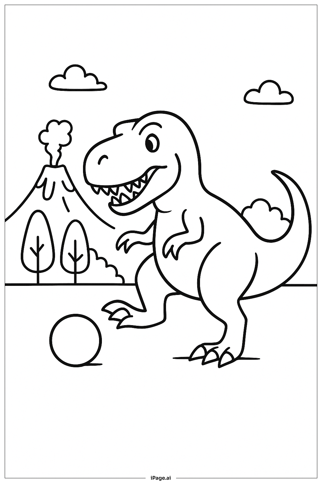  玩球的霸王龙填色页 