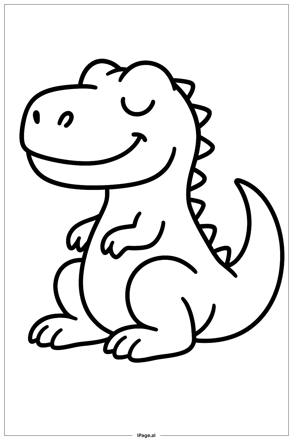 T Rex Sitting Quietly Coloring Page