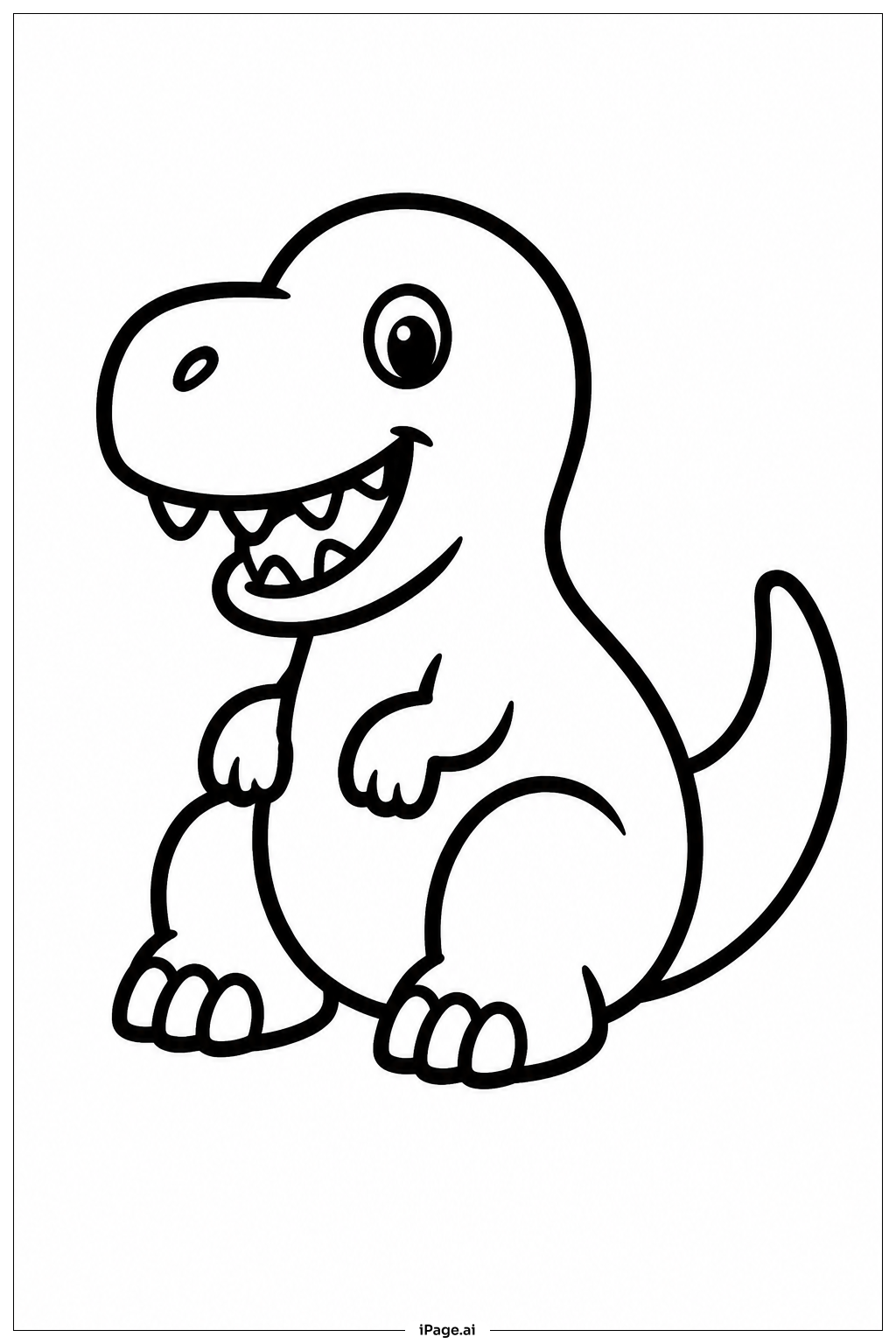 座っているティラノサウルスの塗り絵ページ