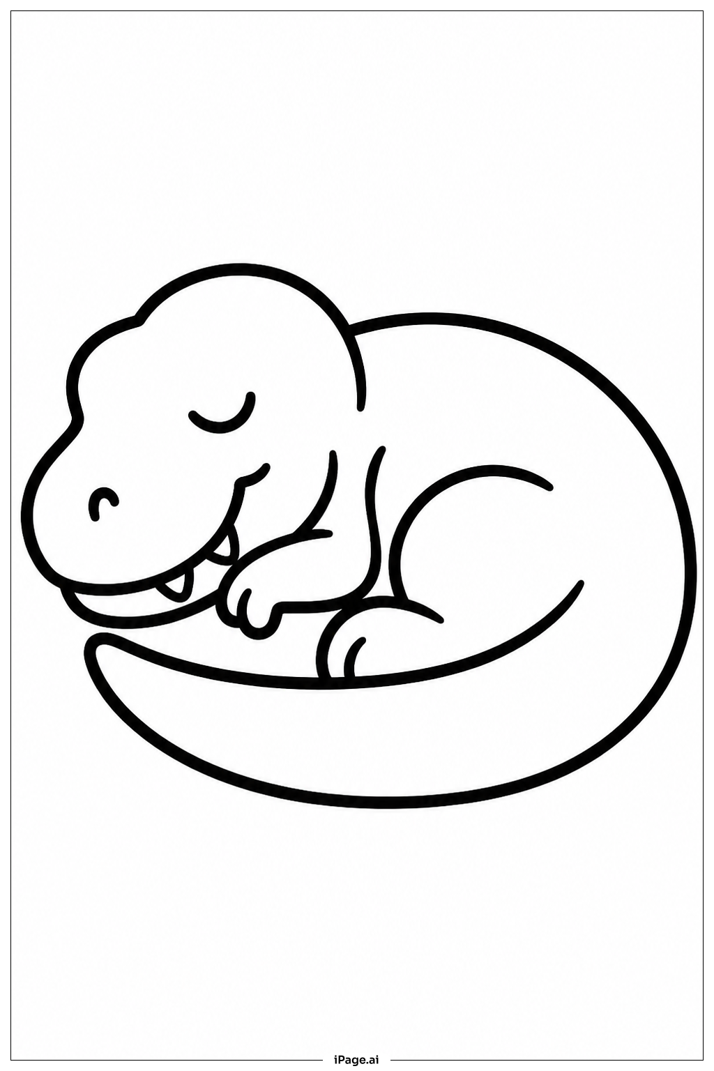 眠るティラノサウルス・レックスの塗り絵ページ