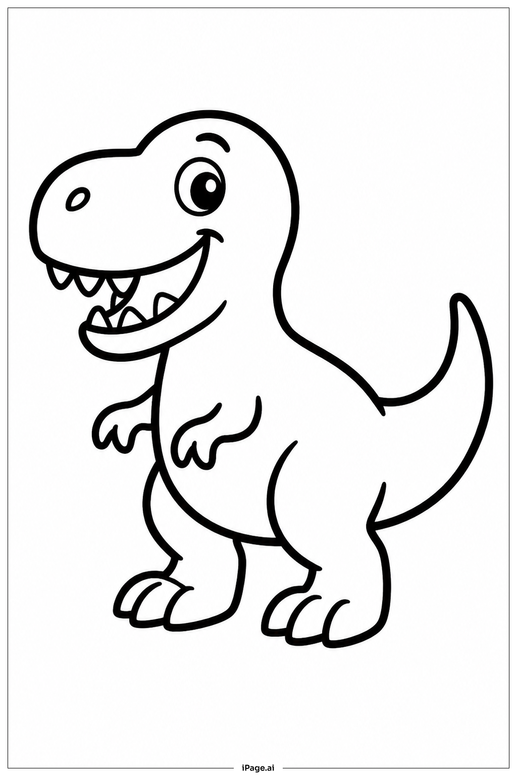 笑顔のティラノサウルスの塗り絵ページ