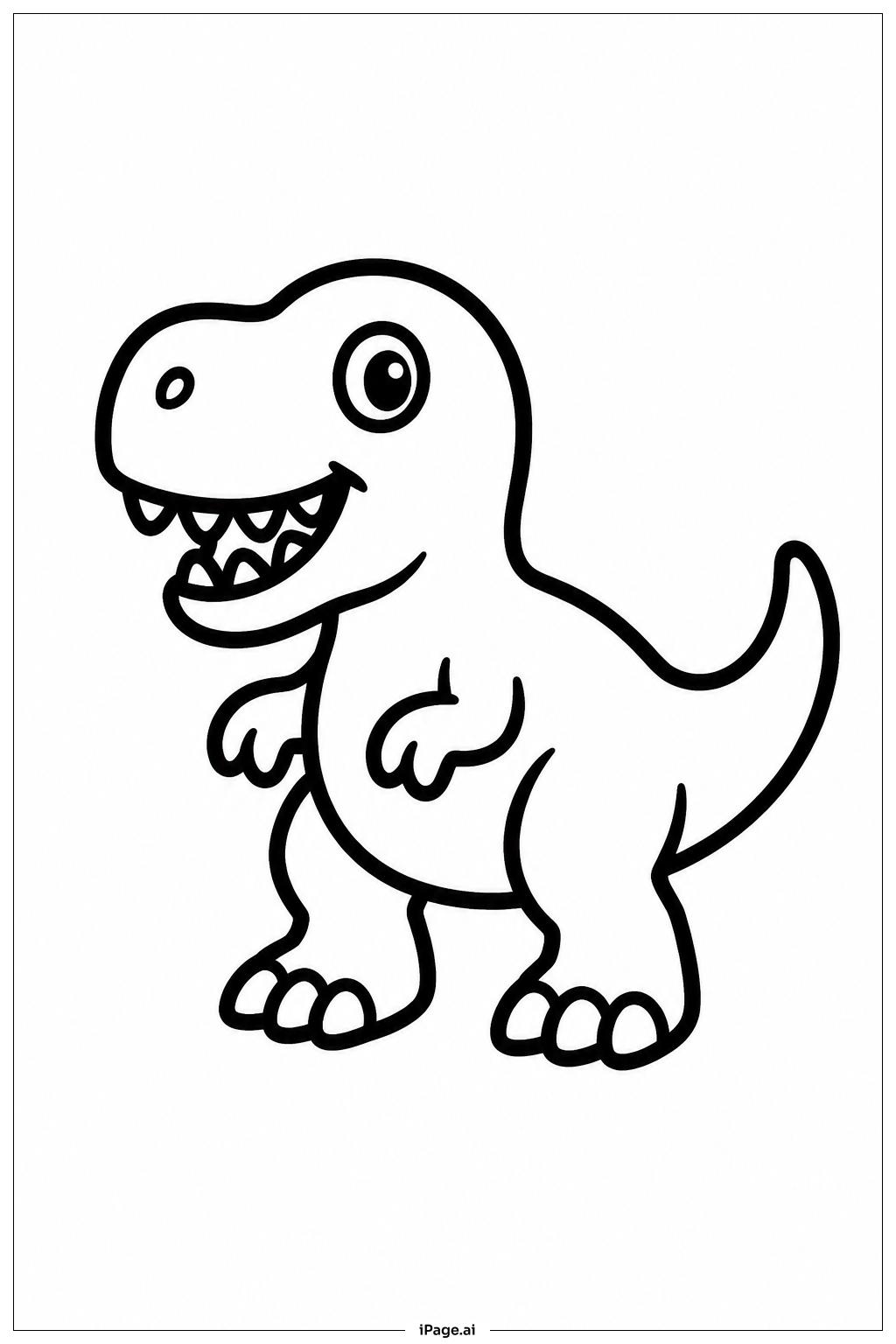 立つティラノサウルス・レックスの塗り絵ページ