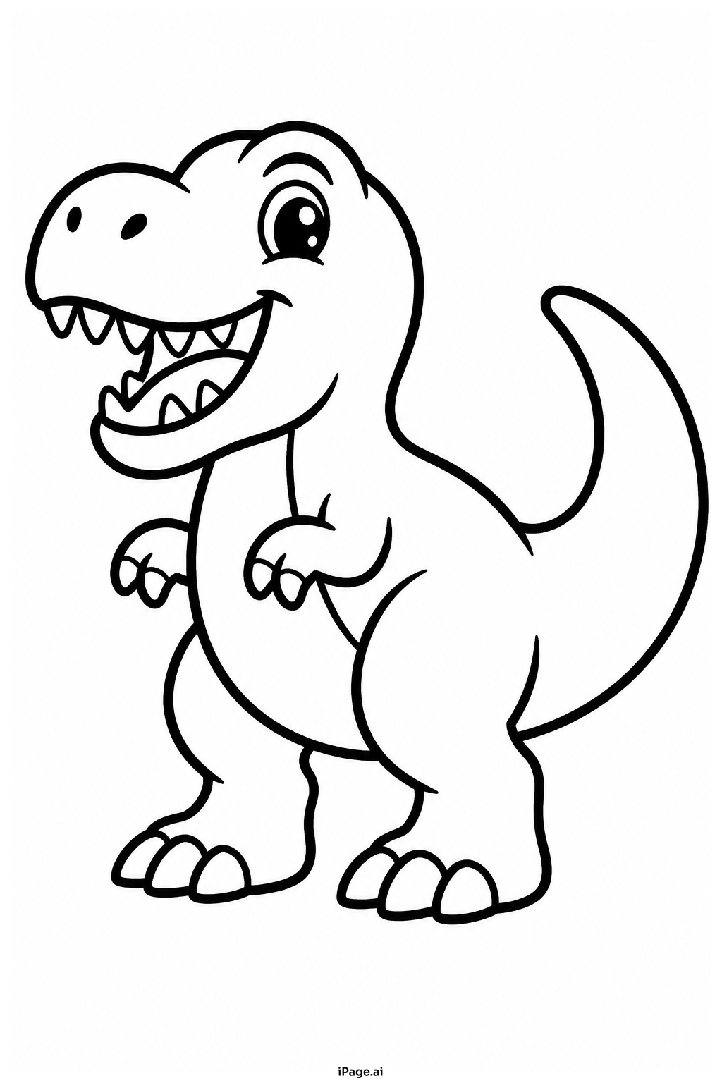 ティラノサウルスの尾の曲線の塗り絵ページ