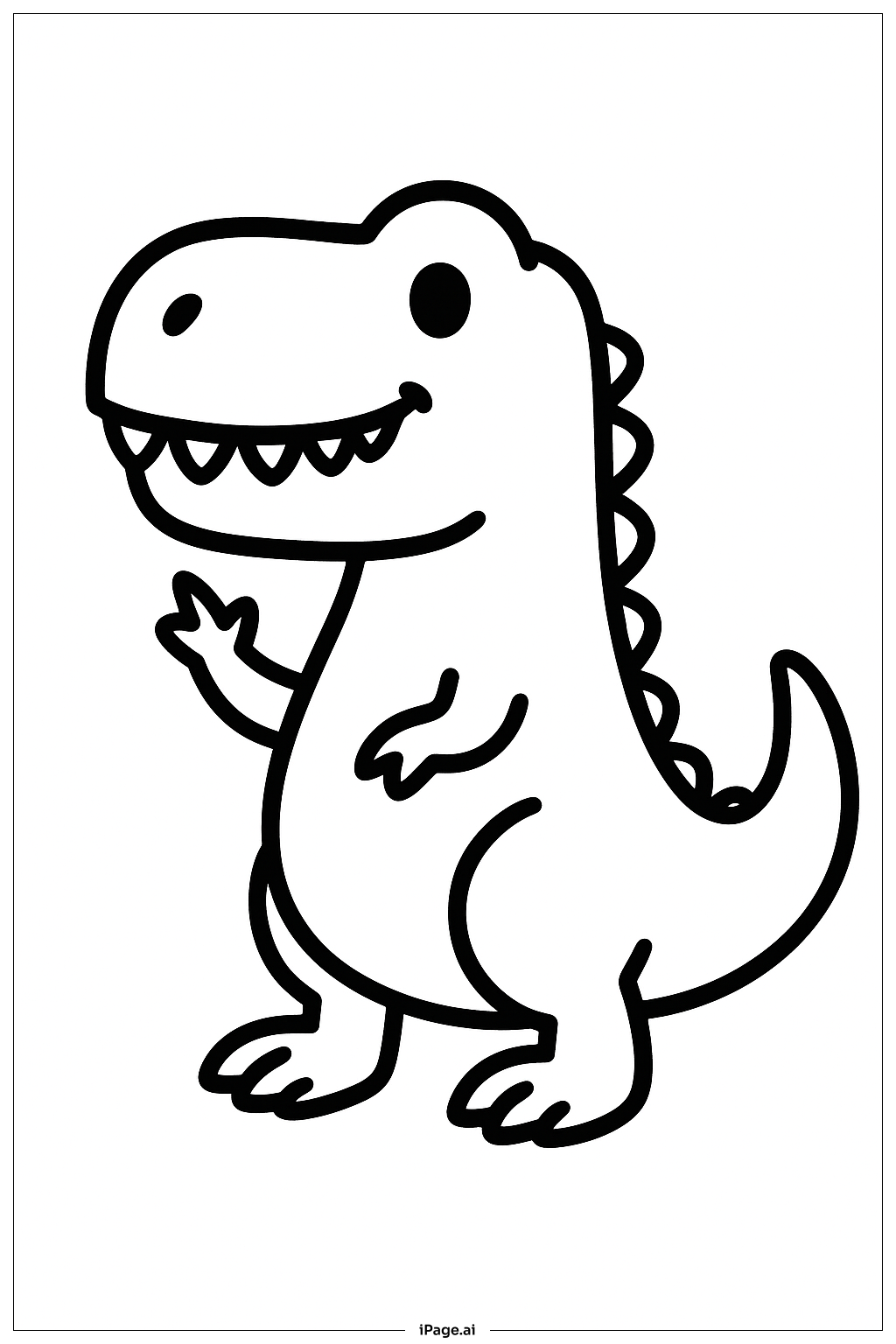 T Rex Waving Arm Coloring Page