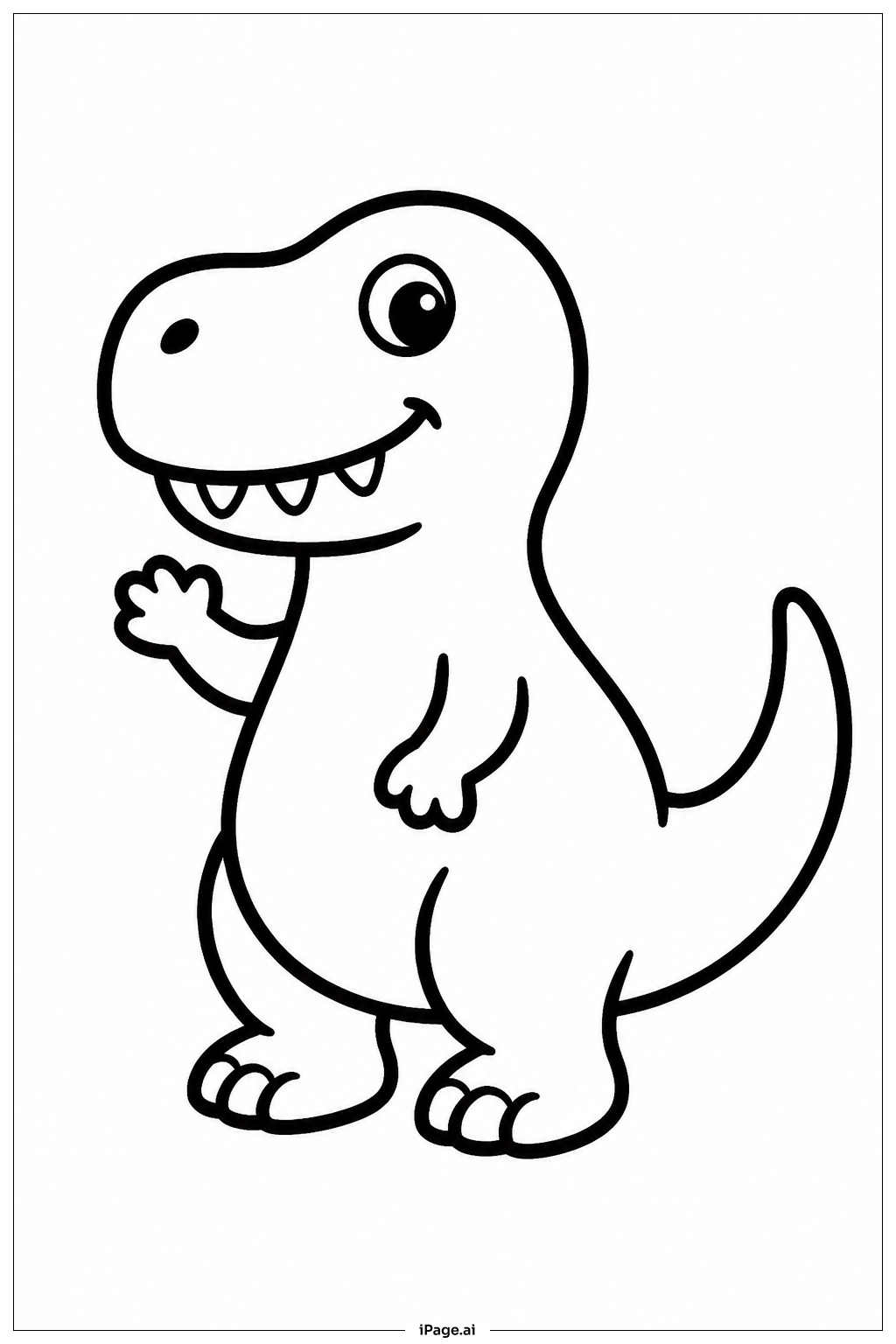 手を振るティラノサウルスの塗り絵ページ