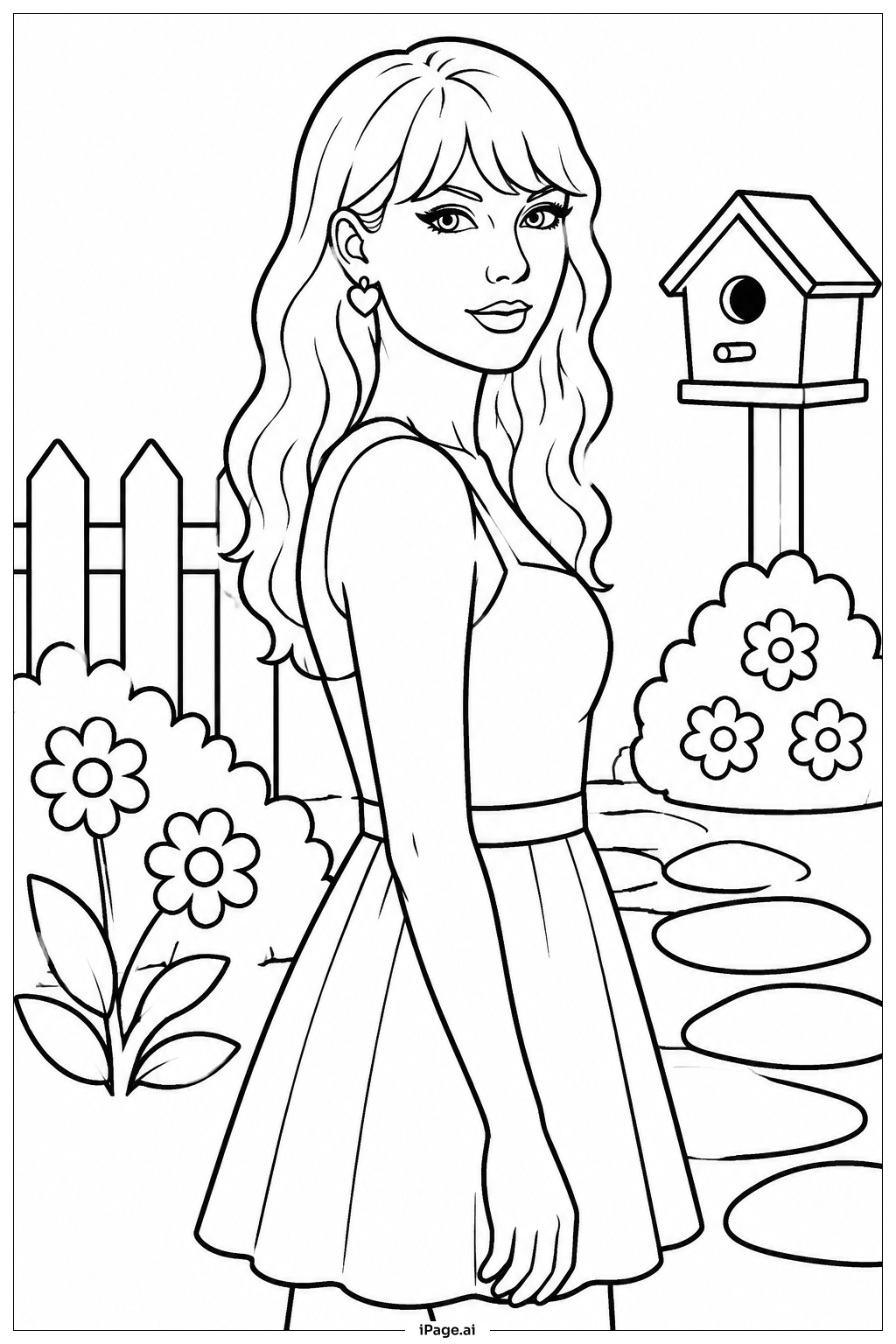  Taylor Swift In Garden Coloring Page 