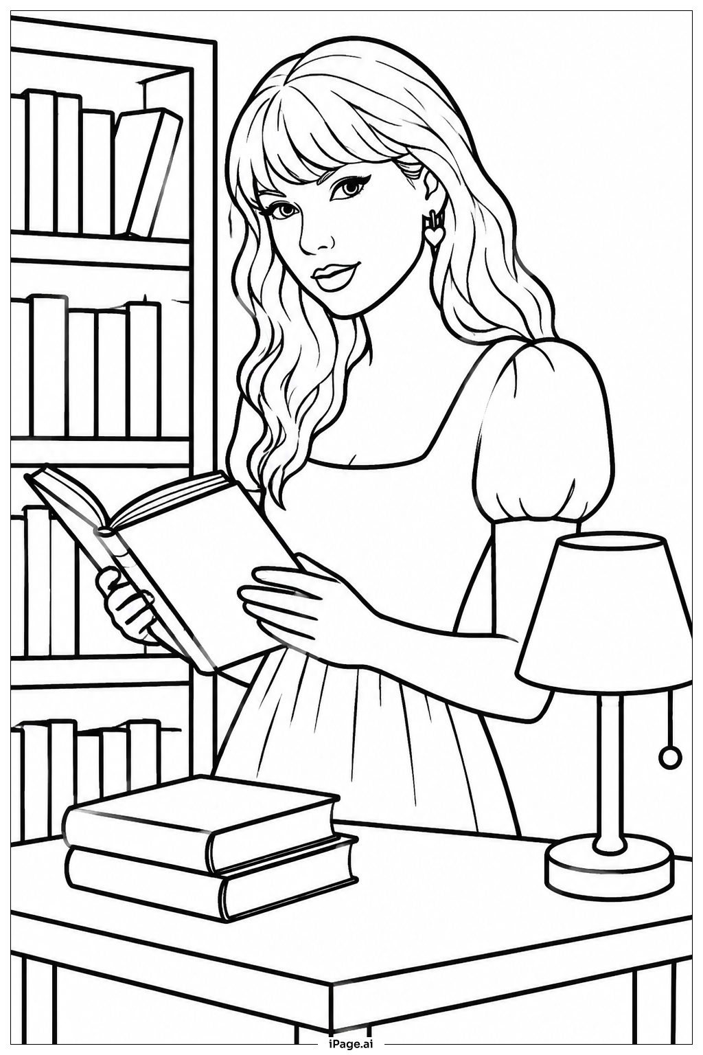  Taylor Swift In Library Coloring Page 