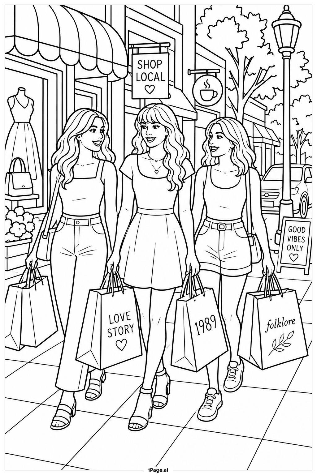  Page de coloriage Taylor Swift Shopping With Friends 