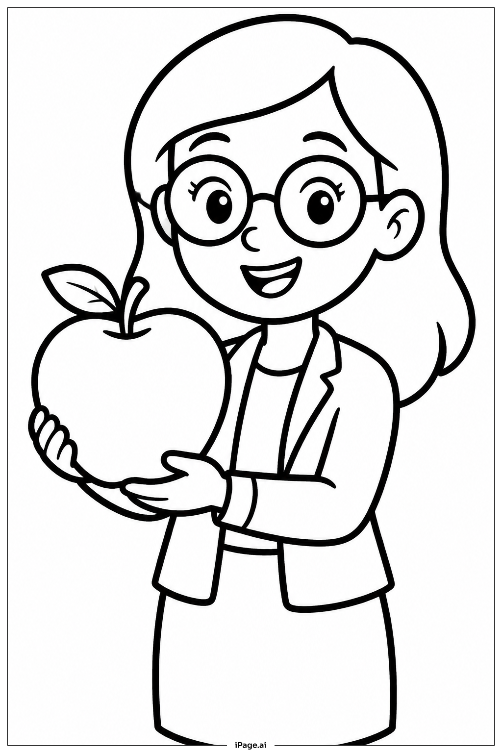  Página para colorear de Regalo de manzana para el Día de Agradecimiento al Maestro 