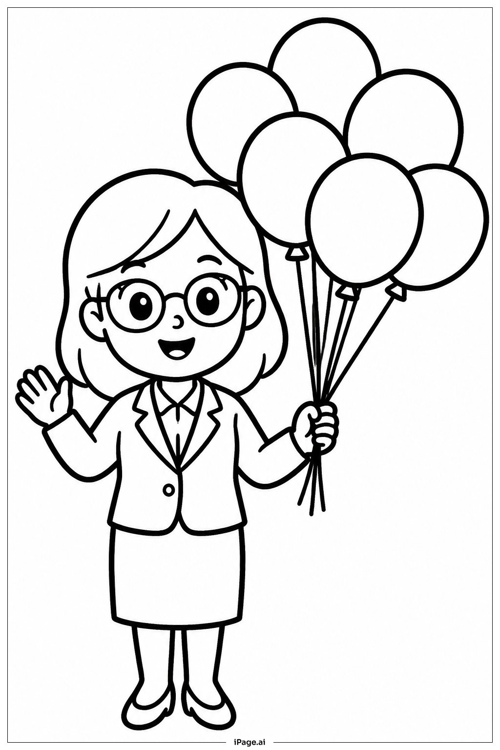  Página para colorear de Sorpresa de globos para el Día de Agradecimiento al Profesor 