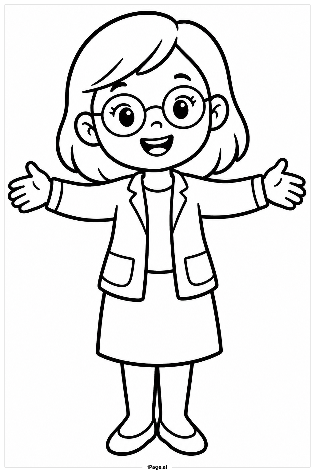  Página para colorear de Agradecimiento al profesor con gran sonrisa 