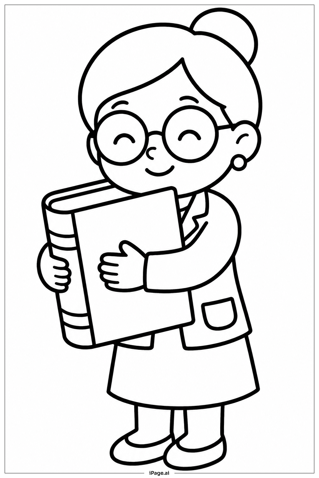  Página para colorear de Abrazo con libro para agradecer al maestro 