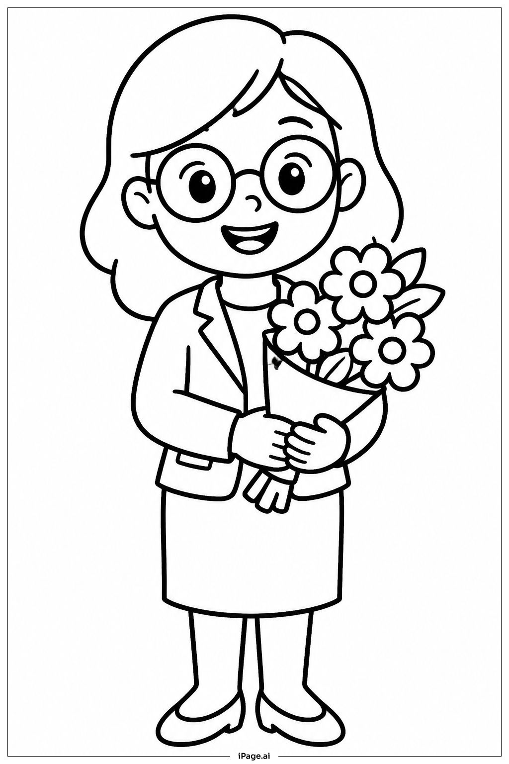  Página para colorear de Ramo de flores para agradecer al maestro 