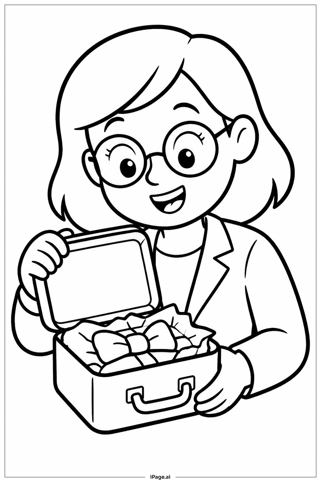  Página para colorear de Regalo de caja de almuerzo para el Día de Agradecimiento al Maestro 