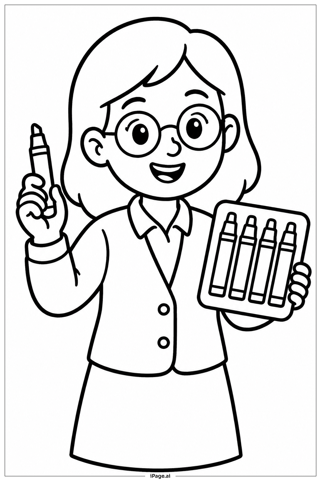  Página para colorear de Paleta de rotuladores para el Día de Agradecimiento al Profesor 