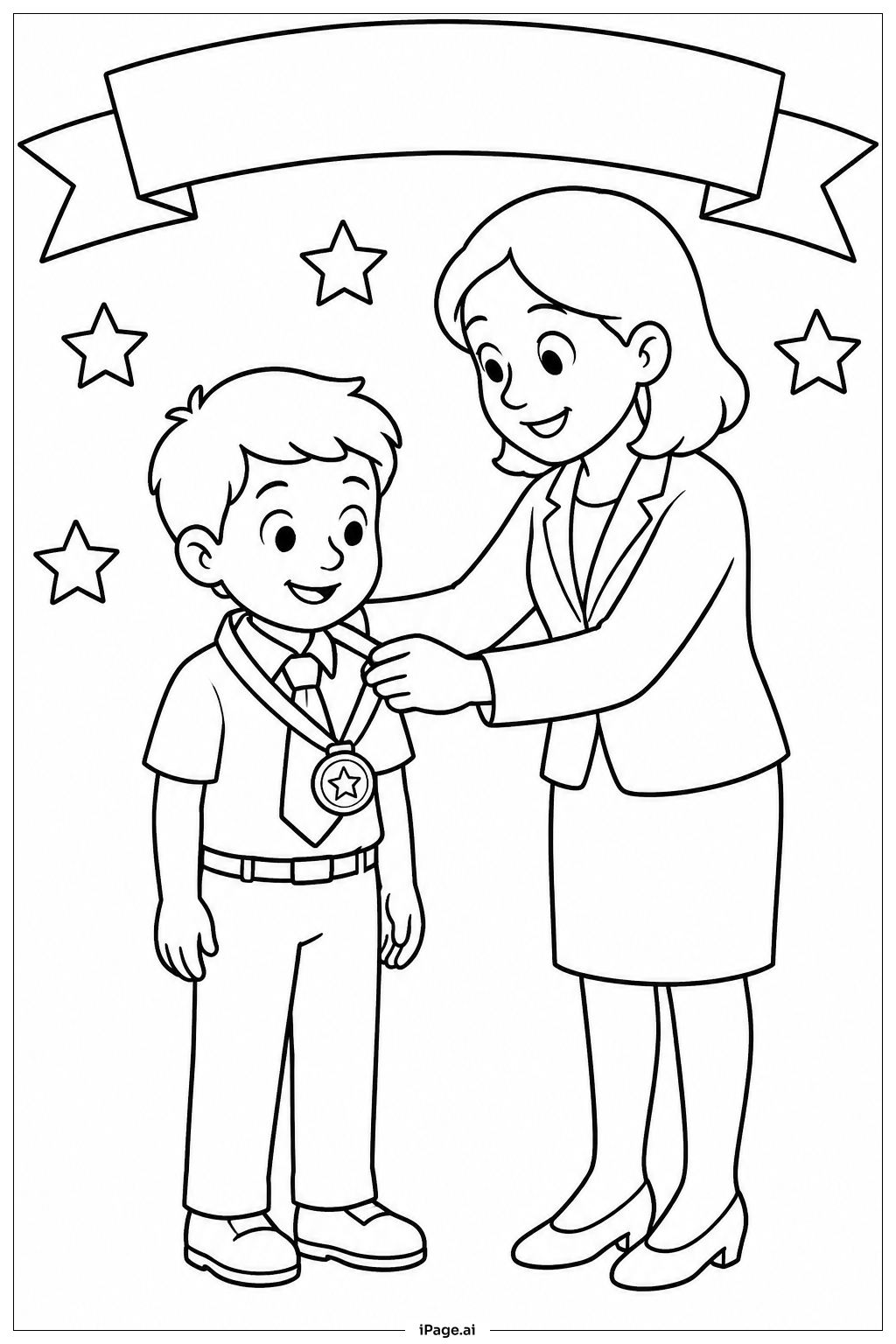  Página para colorear de Ceremonia de Medalla de Agradecimiento al Maestro 