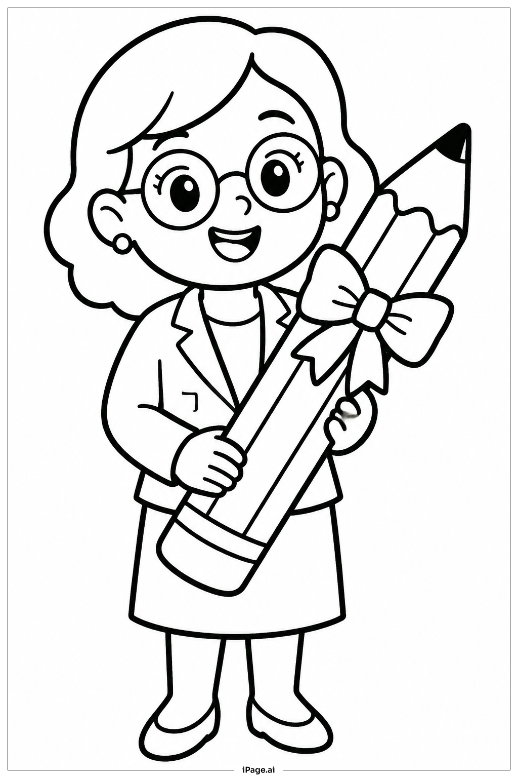  Página para colorear de Regalo de lápiz para el Día de Agradecimiento al Profesor 