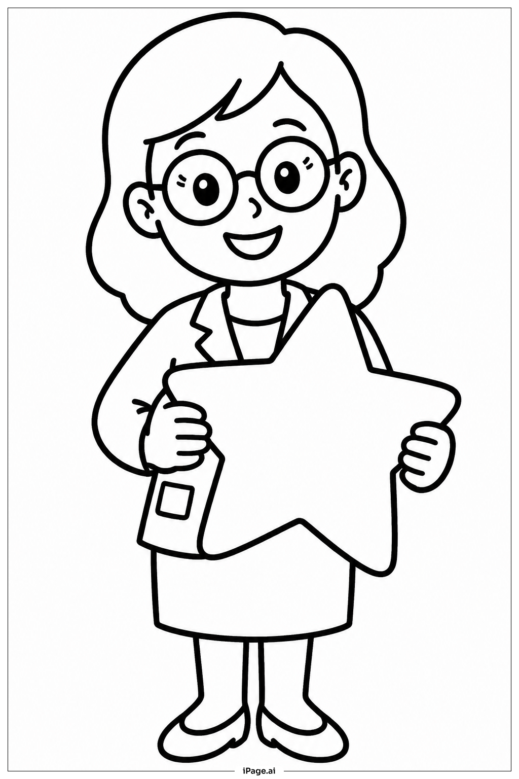  Página para colorear de Insignia Estrella de Agradecimiento al Profesor 
