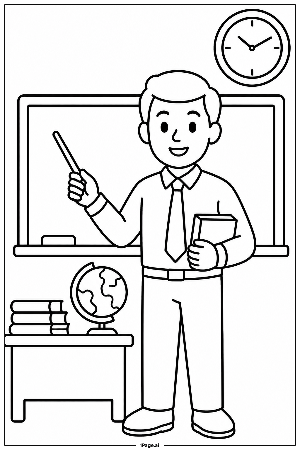 Page de coloriage Enseignant avec cravate