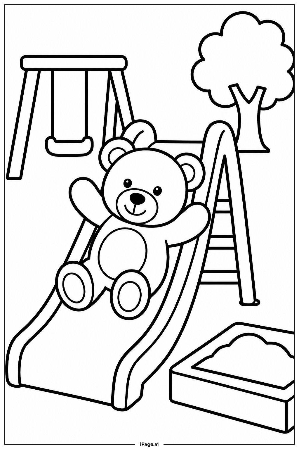  Teddy Bear At Playground Ausmalseite 