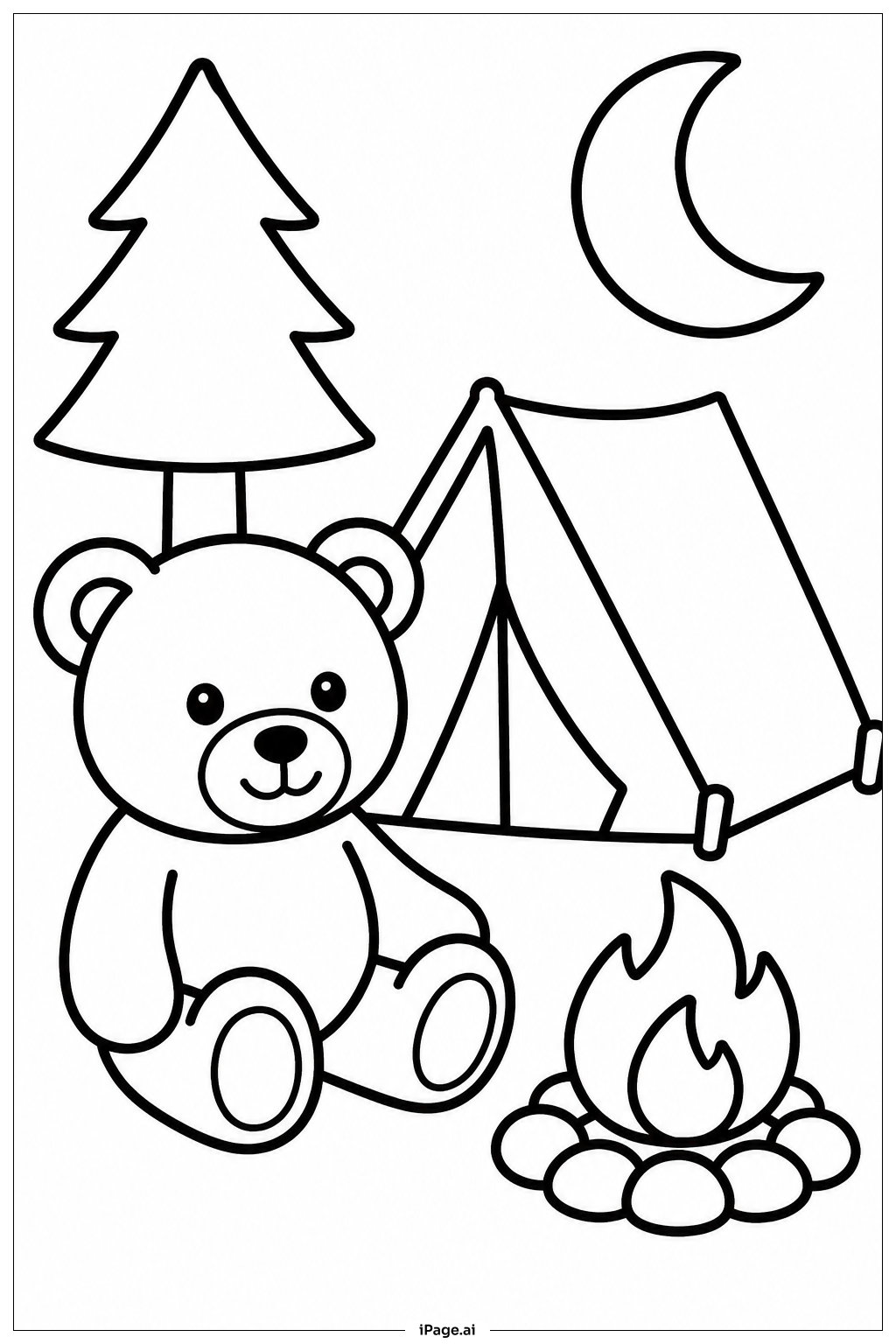 Trang tô màu Gấu Teddy Cắm Trại