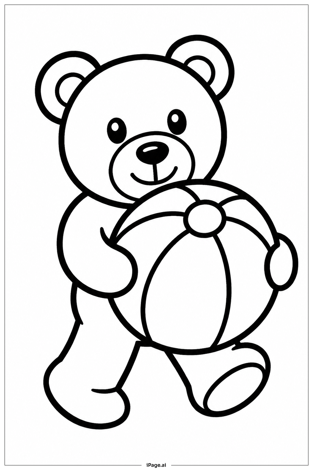  Teddy Bear Carrying Ball Ausmalseite 