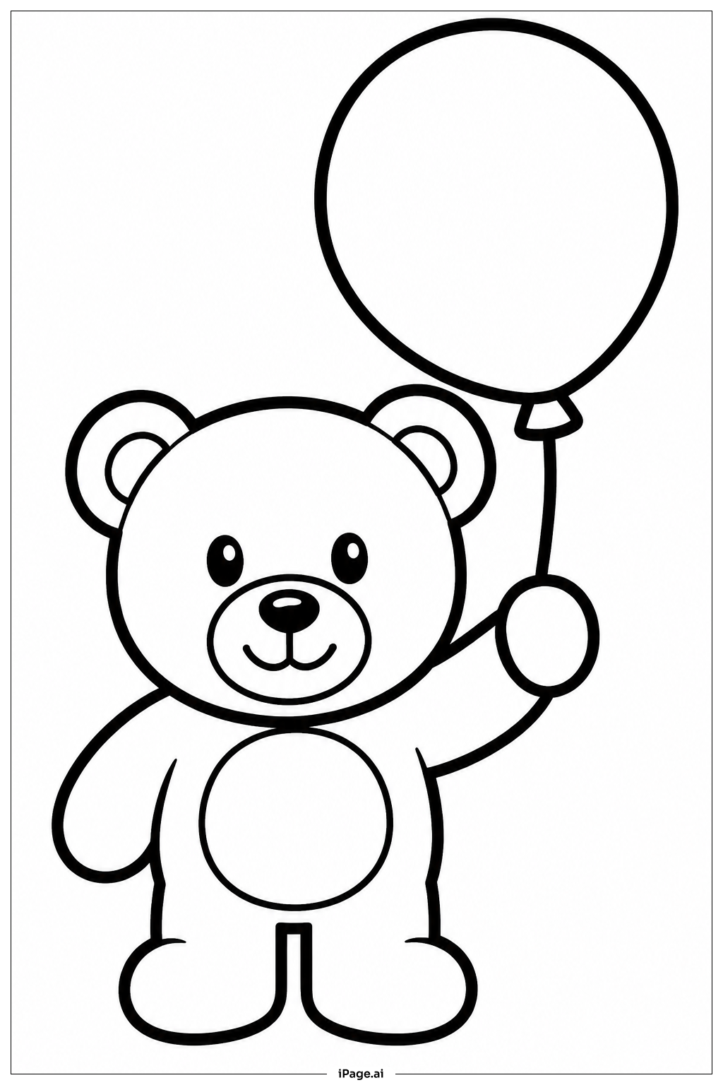 風船を持ったテディベアの塗り絵ページ
