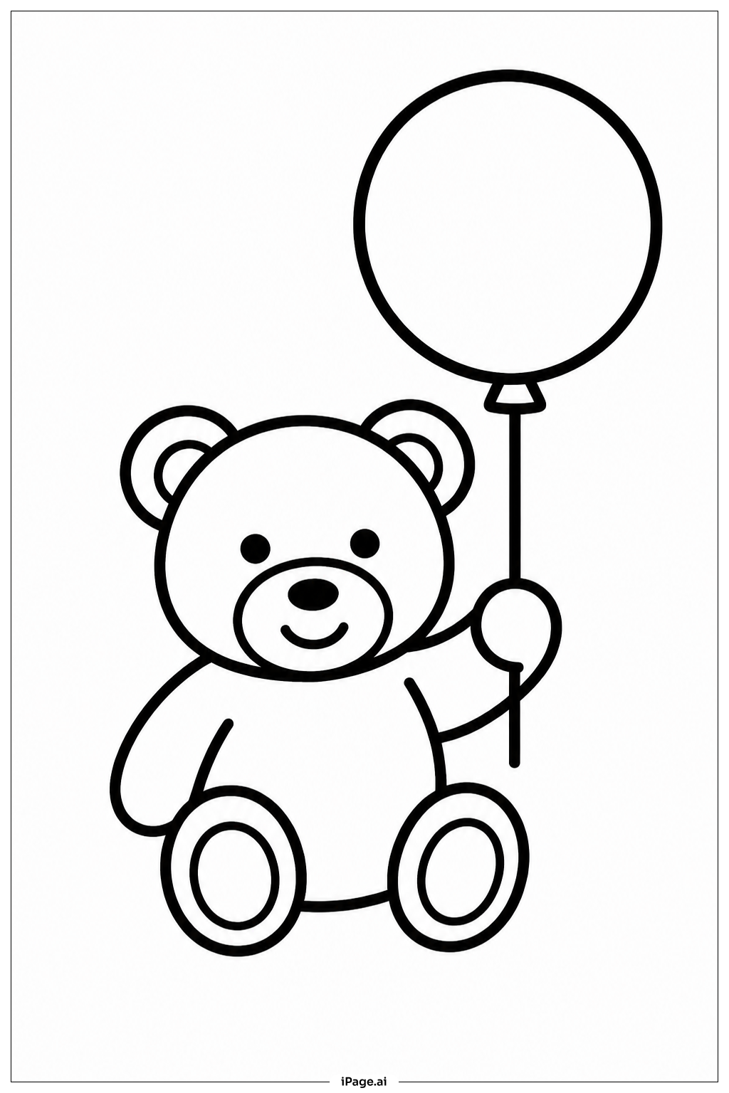 風船を持つテディベアの塗り絵ページ