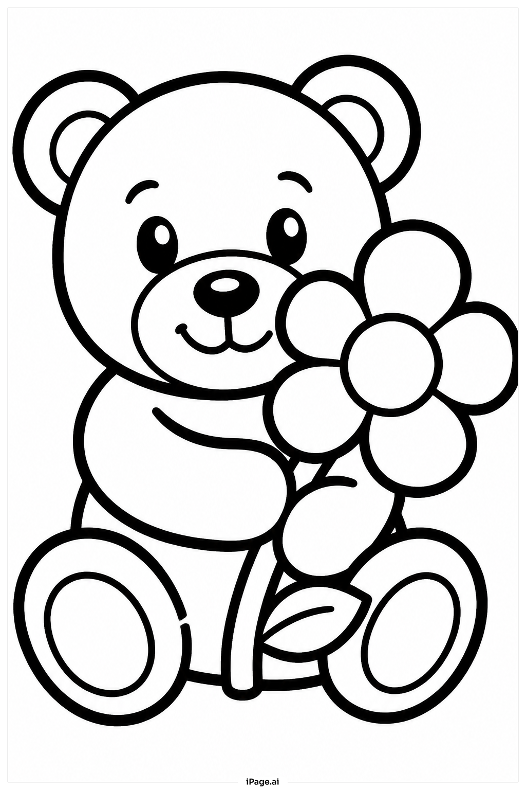  Teddy Bear With Flower Ausmalseite 