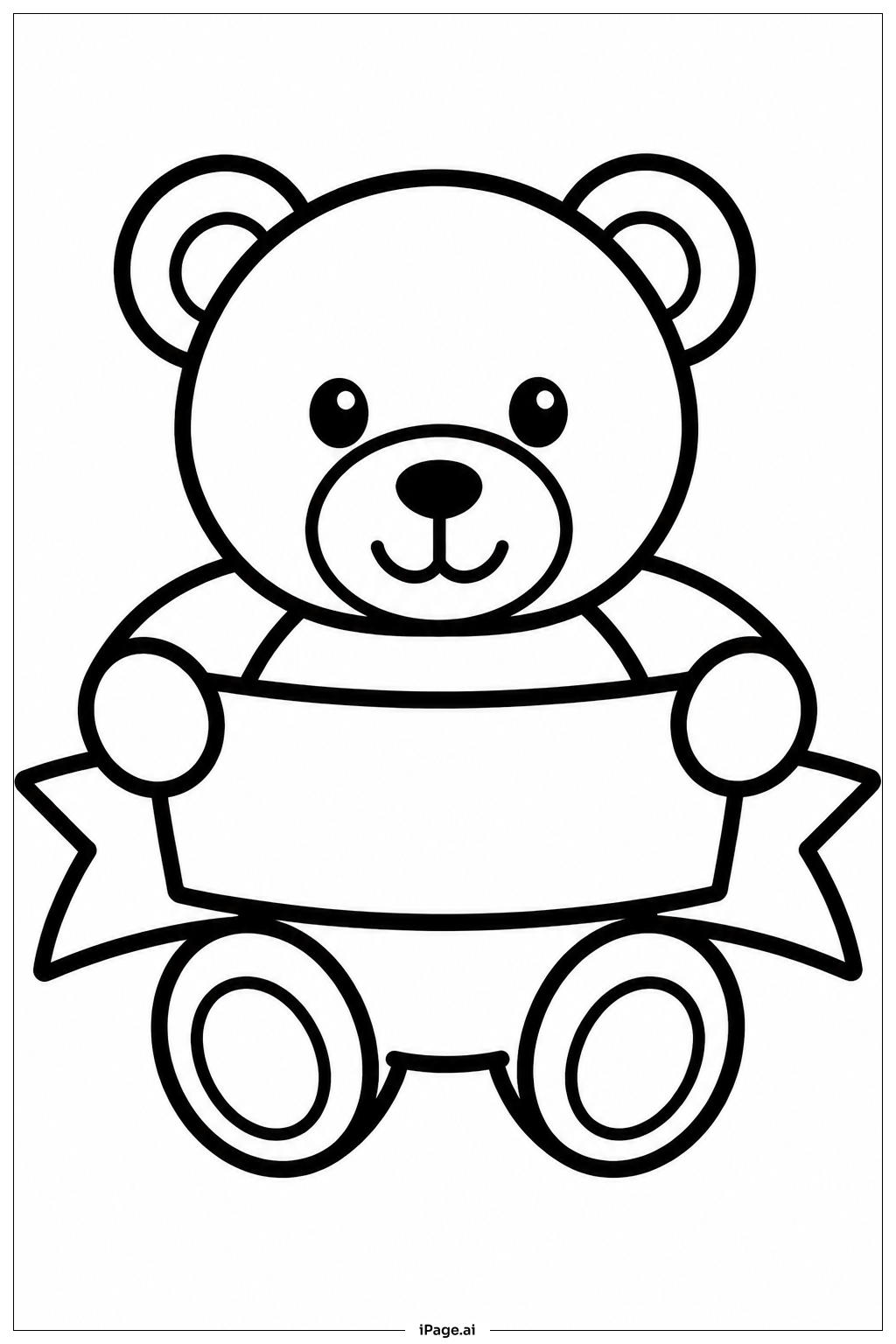 Teddybär mit Schleife Ausmalseite 