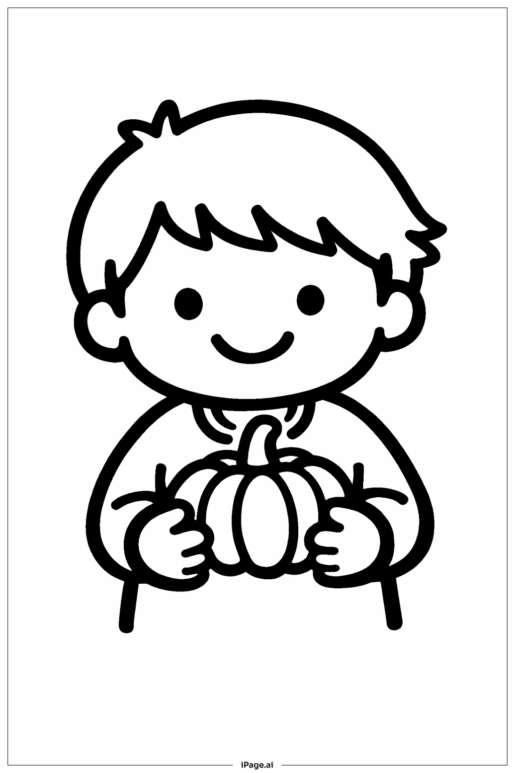  Erntedank-Kind mit Kürbis Ausmalseite 