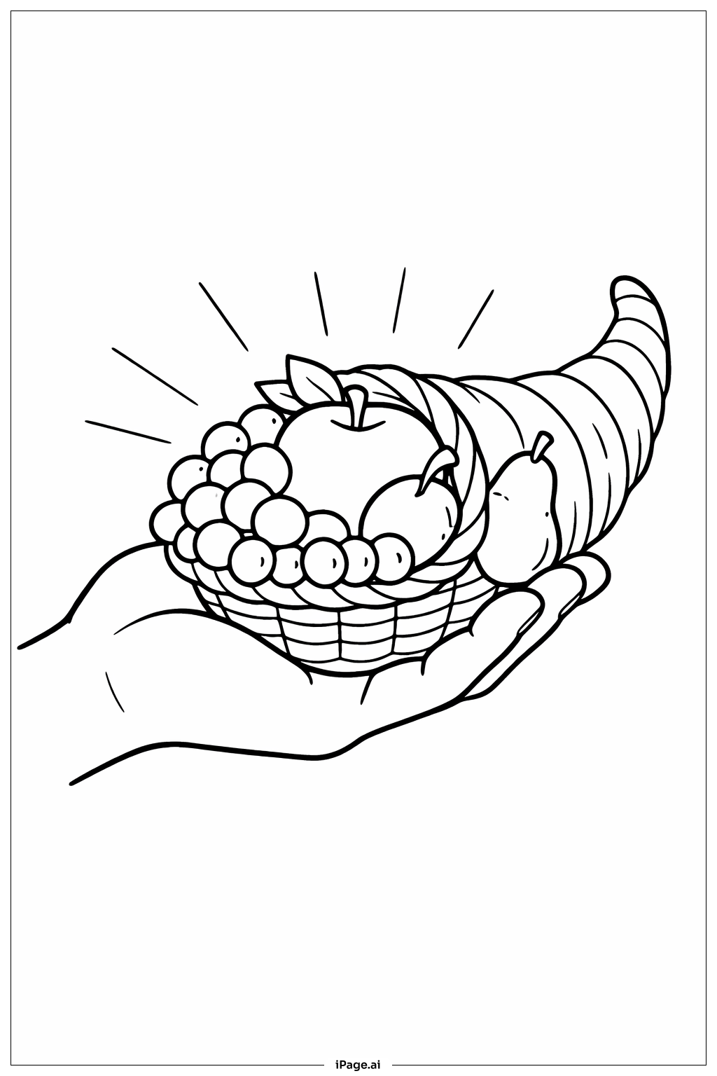  Handlicher Thanksgiving-Horn des Überflusses Ausmalseite 